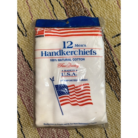VTG Men's Handkerchiefs 12 Pack 100% Natural Cotton White Paris 16" Made USA NEW - Picture 1 of 2